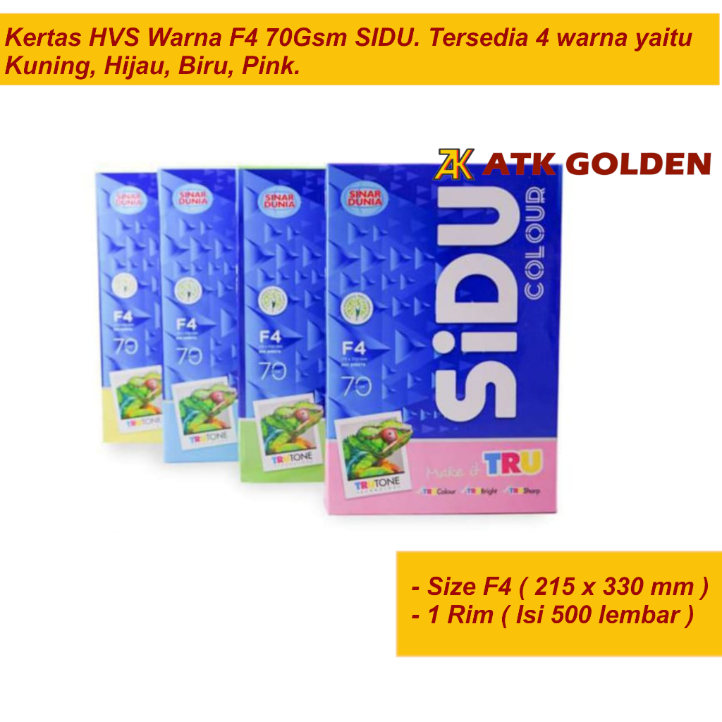 

Kertas Warna SIDU F4/Folio 70gr