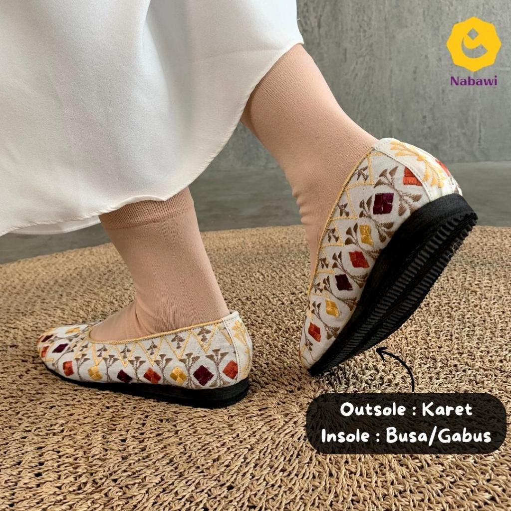 Sepatu Putih Bordir Warna Model Flatshoes Sepatu Wanita Perlengkapan Haji dan Umroh