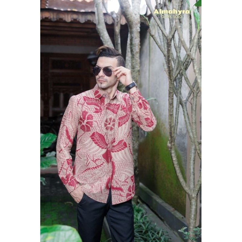 GRINGSING MERAH | SRITI MERAH | UDANG MERAH | KEMEJA BATIK PRIA SLIM FIT LAPIS FURING // BAJU BATIK 