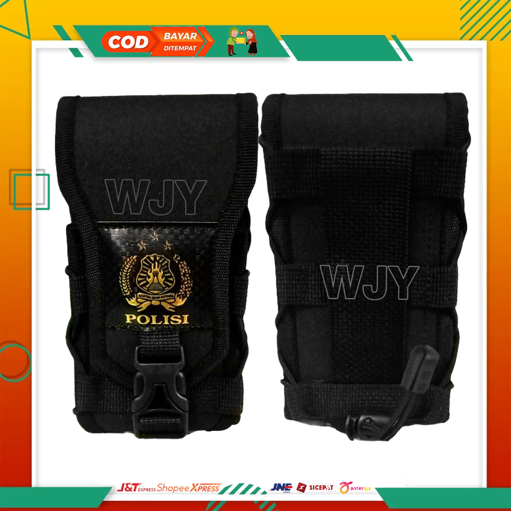 SARUNG HP PINGGANG TACTICAL TAS PINGGANG HP DOUBLE SLOT LOGO POLISI