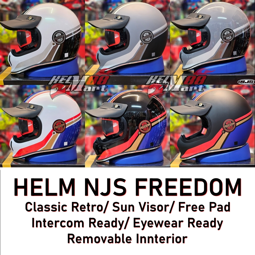 NJS Freedom Motif (BONUS PAD) - Helm NJS Cakil NJS Retro Classic Helm Cakil Visor