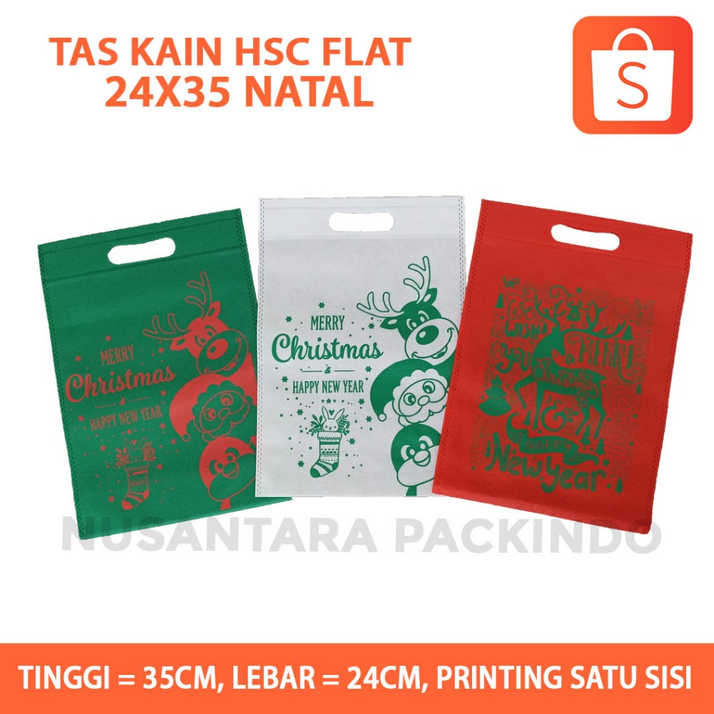 

Tas Kain Spundbond Hsc Flat 24x35 Motif Natal Isi 12 Pcs