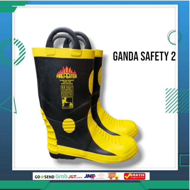 Sepatu Safety Boots Firefighter Original / Sepatu Boot pemadam /Sepatu Boots safety damkar Firefight