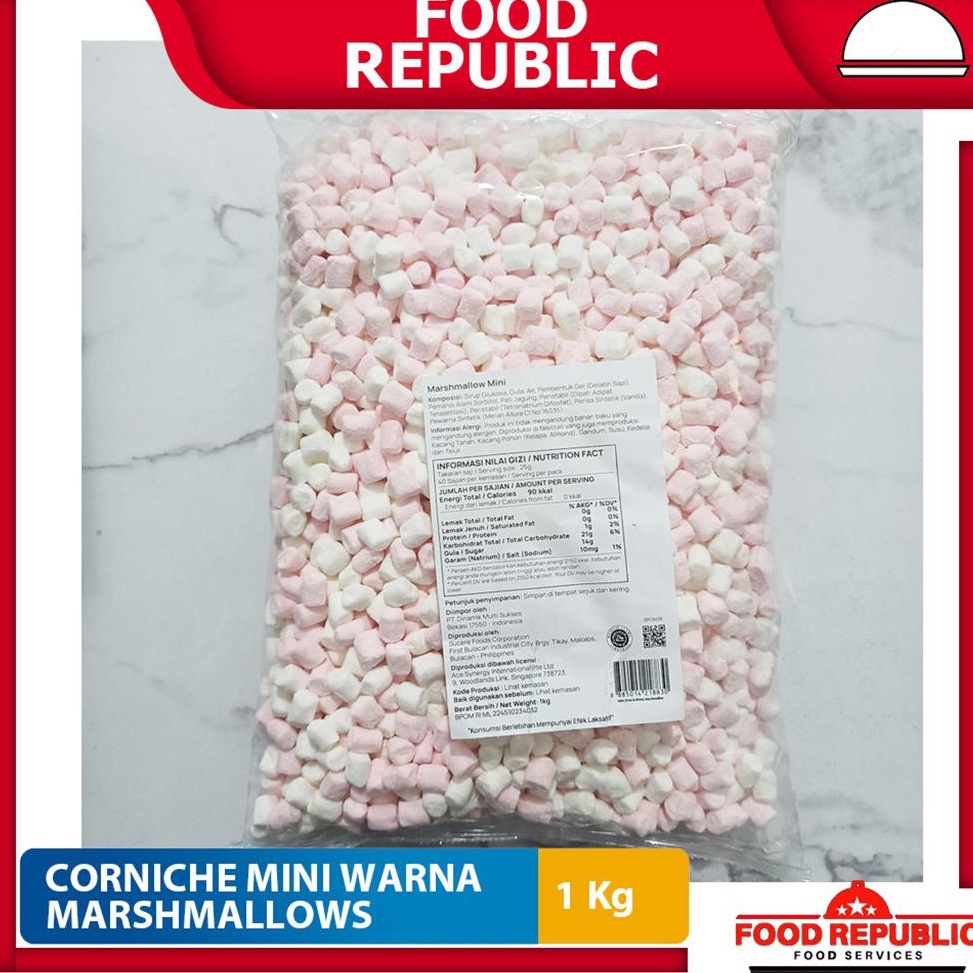 

[✳X24(] CORNICHE MINI MARSHMALLOW 1 KG - MARSHMALLOW WARNA HALAL BEST SELLER [252]