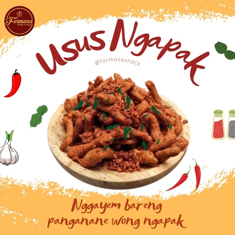 

Formosa Snack USUS NGAPAK - Usus Ayam Crispy PEDAS Kemasan ½ Kg