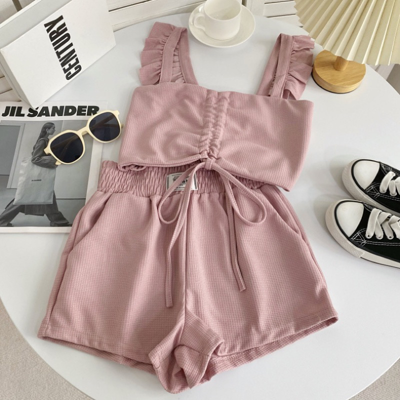 ONE SET BEACHWEAR WANITA PANTAI BEACH WEAR SHORT (2PCS) MX211