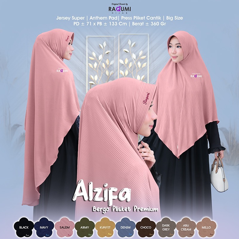 ALZIFA BERGO PLISKET PREMIUM ORI RAQUMI HIJAB