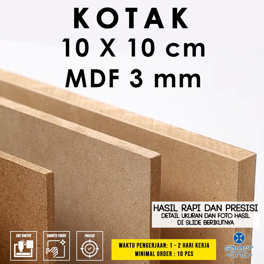 Kotak uk. 10 x 10 cm - MDF 3 mm - Papan MDF / MDF board
