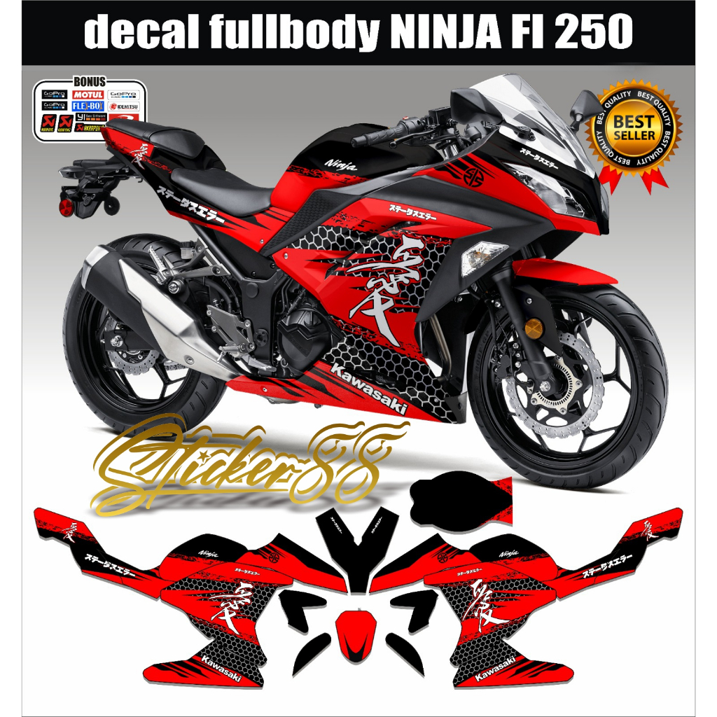 DECAL STICKER NINJA FI 250 NEW MOTIF KANJI FULL BODY / STIKER DECAL NINJA FI FULL BODY