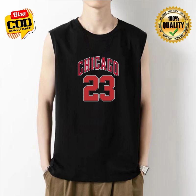 Singlet Chicago  / Tanktop laki laki Chicago  / Kaos oblong pria santai / Singlet pria Gym / Kaos Ob