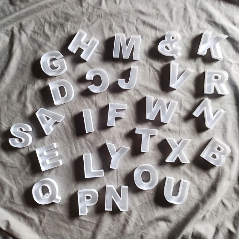 Huruf timbul 3D NON LED, huruf dekorasi, alphabet dekorasi