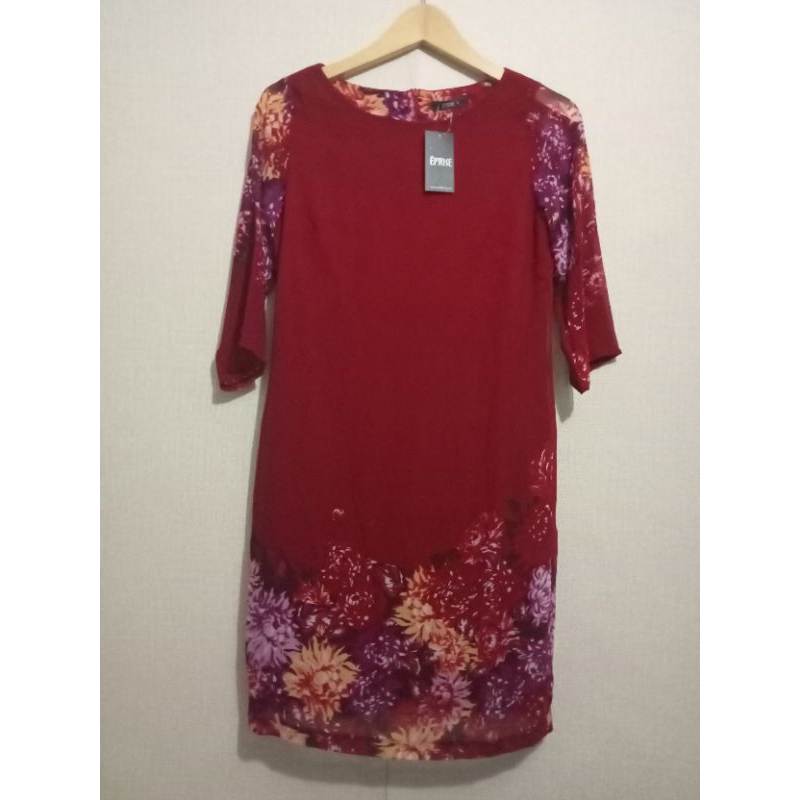 Dress Eprise marun bunga Size S