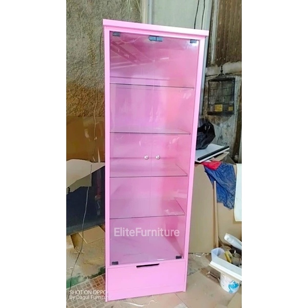 Lemari Kabinet 2Pintu , Lemari Kabinet Tas Kaca Lampu