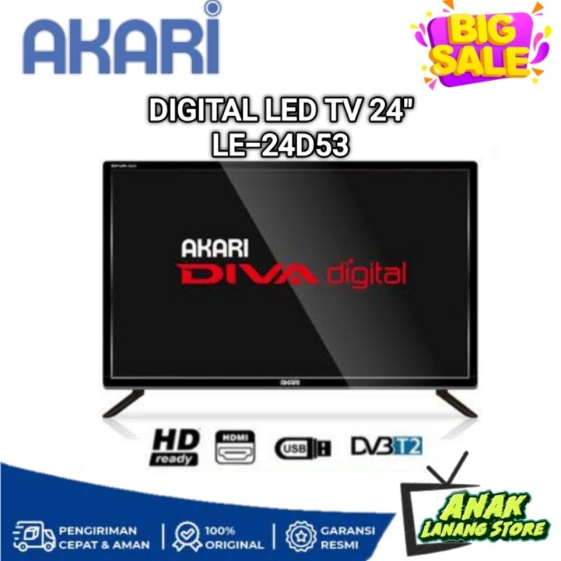 AKARI LED TV 24 INCH LE-24D53 DIGITAL TV USB MOVIE LE24D53 GARANSI RESMI