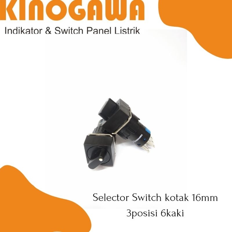 KINOGAWA Selector Switch Kotak 16mm 3 Posisi Saklar Putar Selector Ohm Saklar Panel Mesin Otomatis