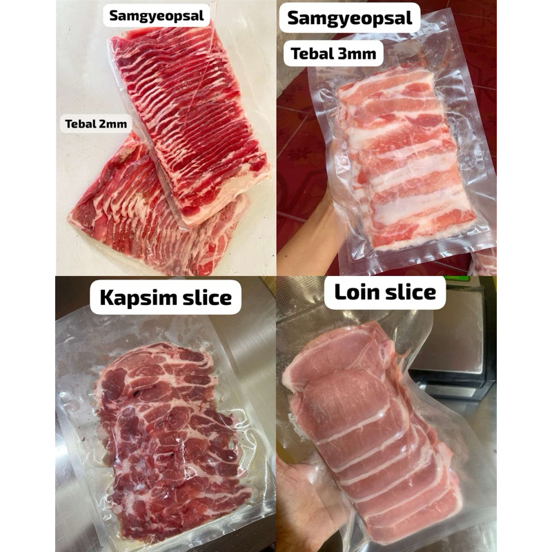 

pork slice/ loin slice/ babi slice/ pork belly slice/kapsim slice 500gr