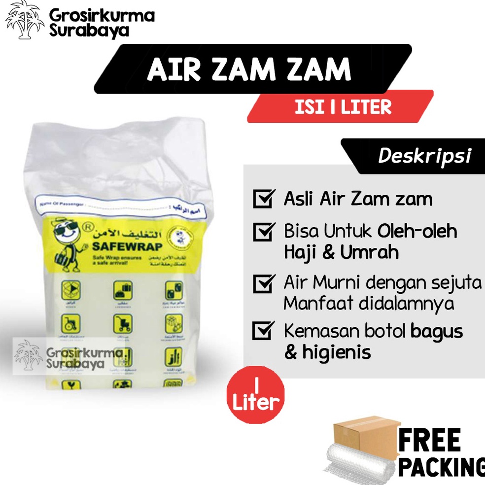 

[COD PP84] ASLI AIR ZAMZAM 1 LITER 100% Zam-zam Dari Arab Saudi Untuk Souvenir Oleh oleh Haji Umroh Solusi Sehat ftpe0