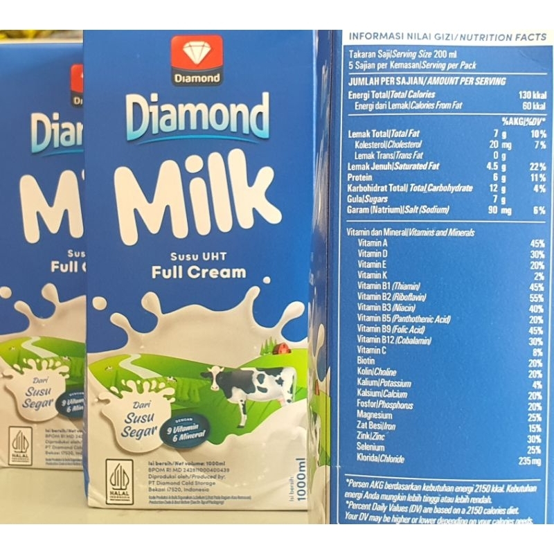 

BgKr Susu Diamond UHT Fullcream Plain 1Liter / Susu Fullcream Diamond 1Liter