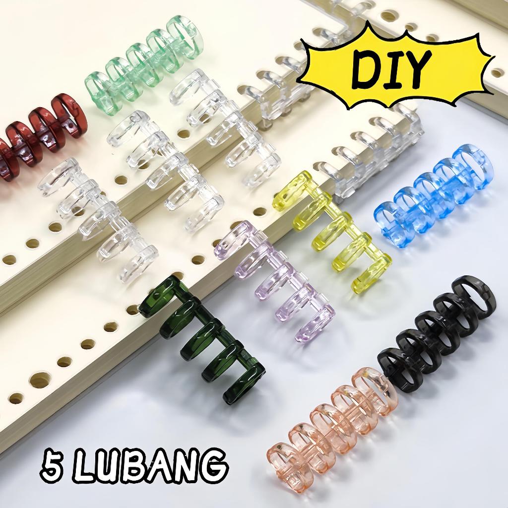 

5 lubang pengikat gulungan pengikat klip segmentasi diy transparan pengikat