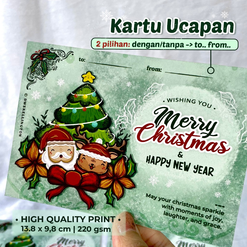 

Greeting Card Natal CHUBBY TANPA LIPAT Kartu Ucapan Christmas Doodle DWSkellington Lucu Unik