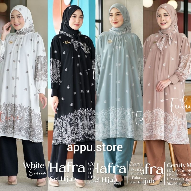 Tulus Signature Hafra Set Hijab / One Set Wanita Kekinian Ceruty Premium Batik LD 120 / Baju Setelan