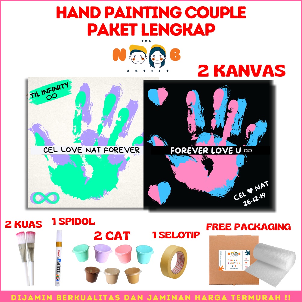 

[COD PA80] Hand Painting Kit Canvas By The Noob Artist| Hand Painting Couple | Kanvas Tangan Couple | Cap Tangan Couple Best Seller )ノ