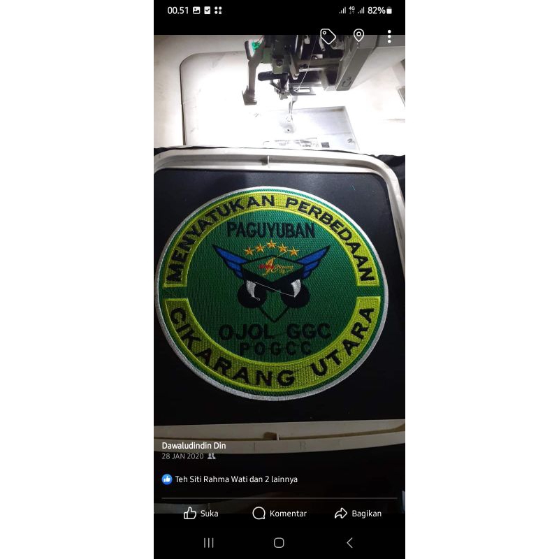 bordir logo komunitas grab gojek costum