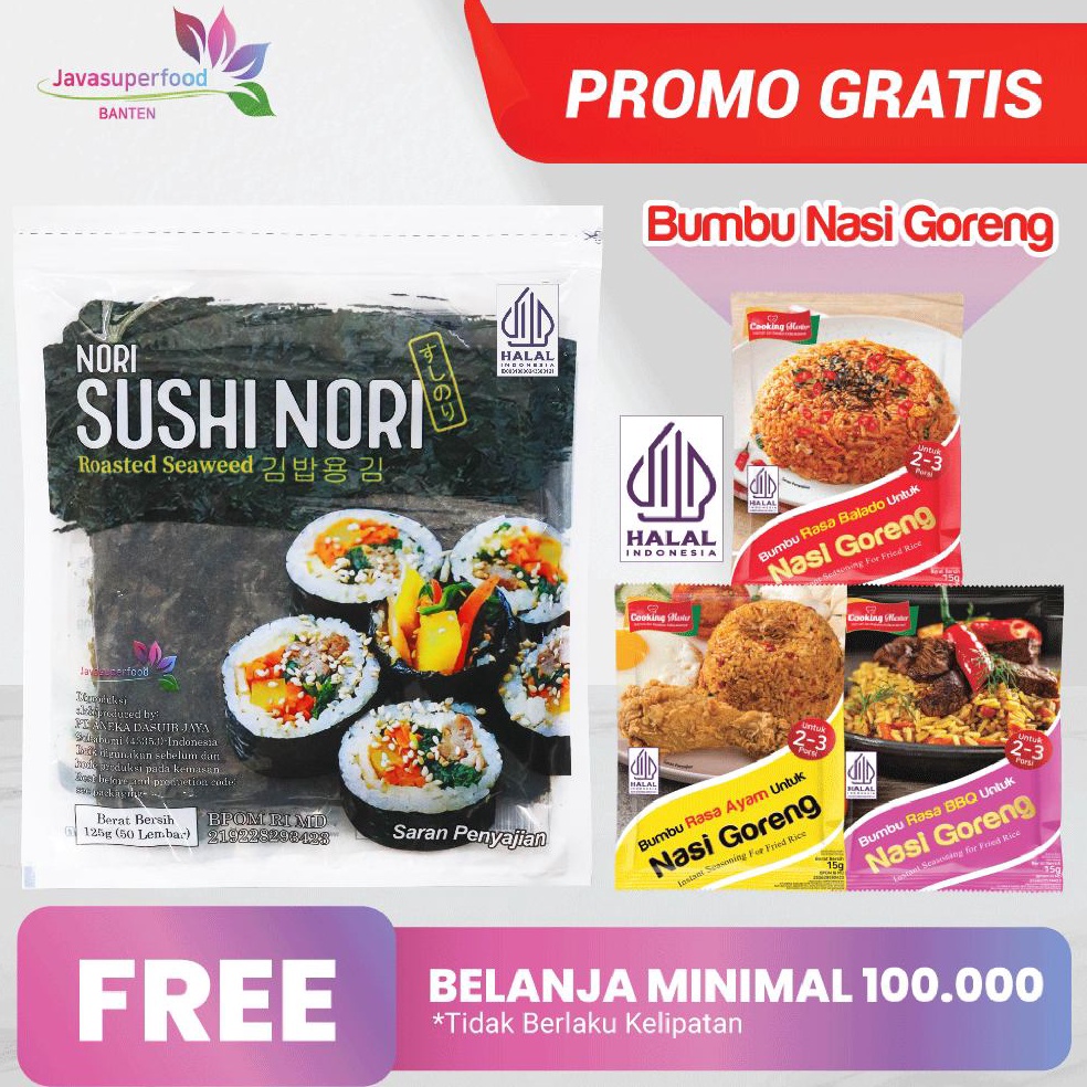 

Diskon➱ (HALAL) Sushi Nori Seaweed Rumput Laut Panggang / Roasted HALAL 90