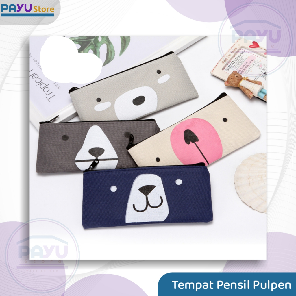 

[PY072] Tempat Pensil Pulpen Kain Kanvas Karakter Hewan Lucu Kotak Pensil Serbaguna Motif Animal Dompet pouch make up