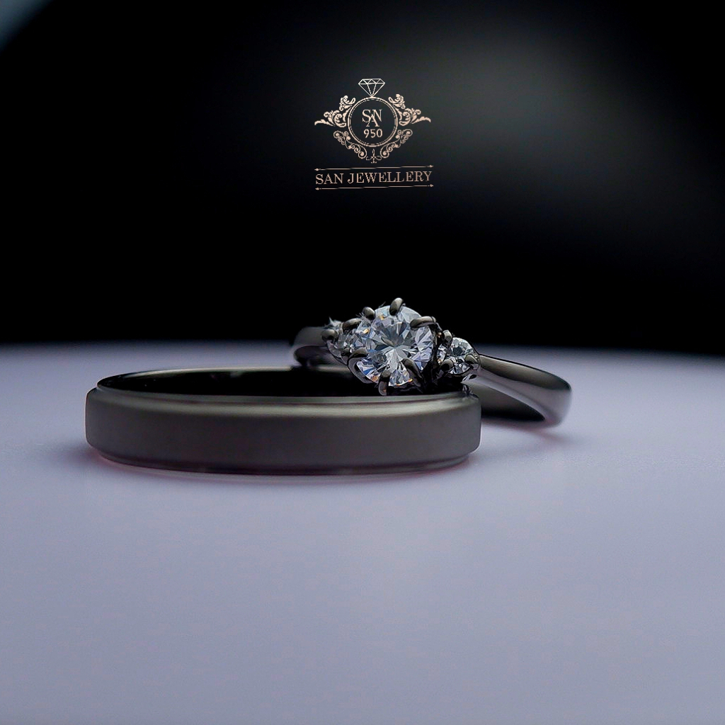 Cincin nikah perak couple hitam platinum palladium emas kawin tunangan sepasang 274