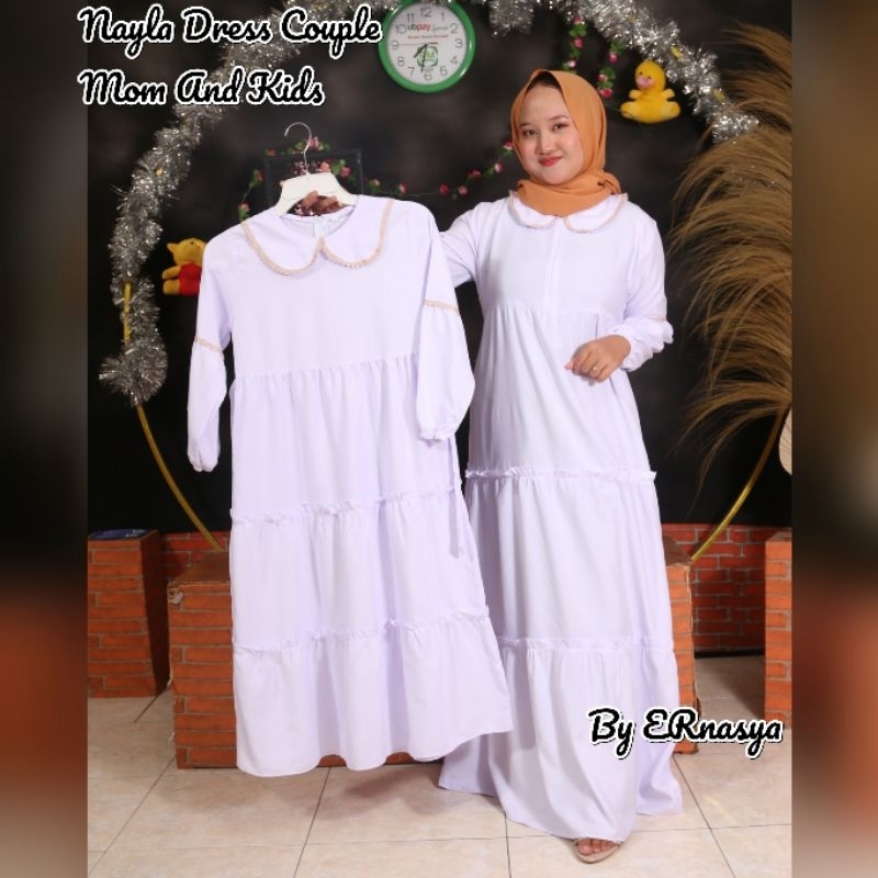 Gamis Putih Anak Remaja Cringkel Series Nayla Teen  Putih 9 -11  THN Dress Putih Renda Gamis Putih A