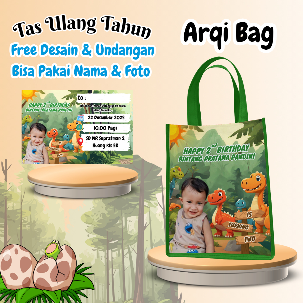 

25 Tas Free Undangan Ulang Tahun Anak Custom Goodiebag Murah Muat Box Kfc