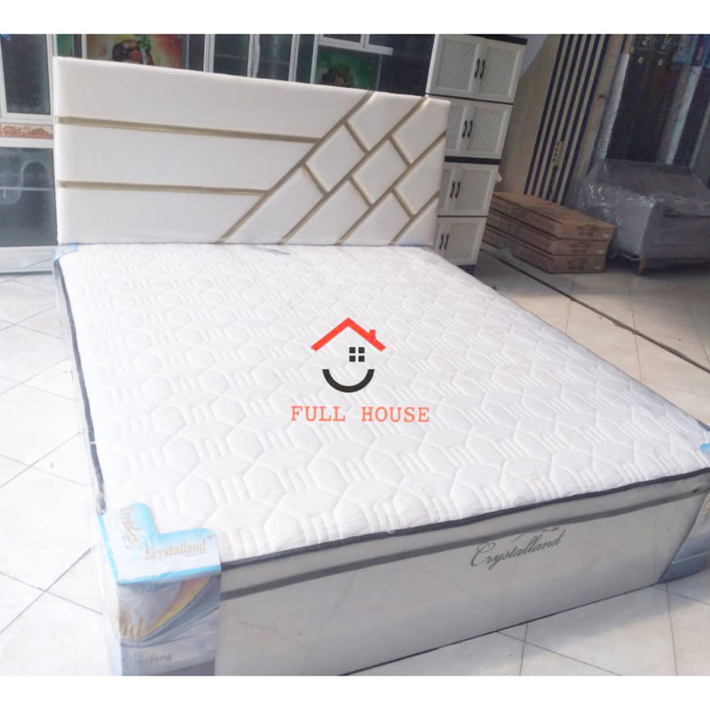 new kasur springbed set boxy crystalland dengan sandaran gold list black mewah