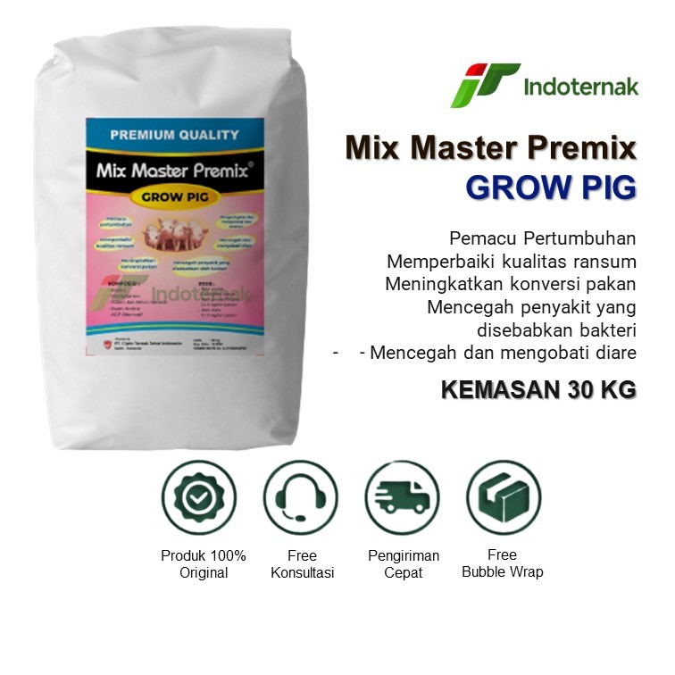 MIX MASTER PREMIX GROW PIG 30 KG - Premix Suplemen Pakan Vitamin Babi Pemacu Pertumbuhan Babi