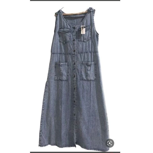 gamis jeans SYAHARA fashion model tanpa lengan