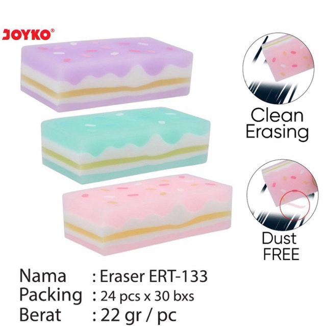 

( 1pcs ) Joyko Eraser Warna Warni ER-133 ER 133 / Penghapus Berwarna Unik Murah Berkualitas ERT-133