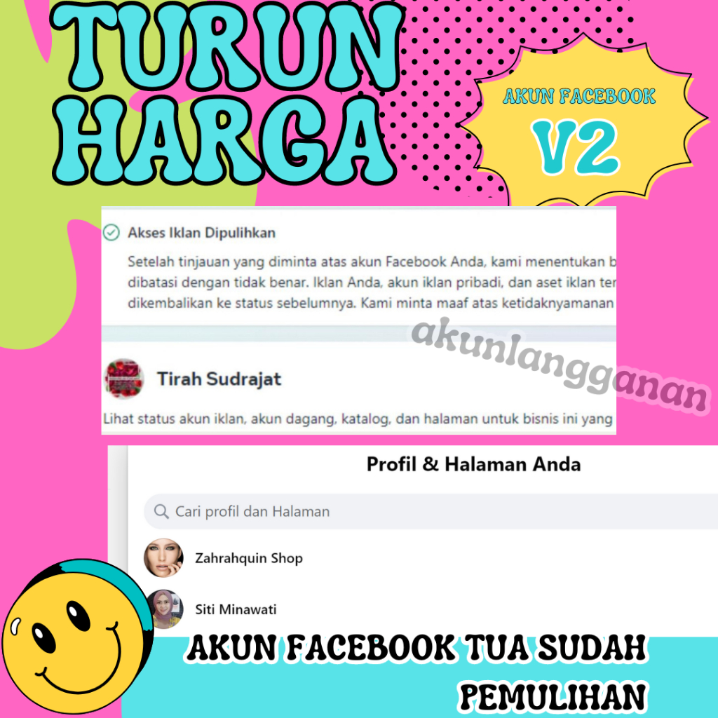 Promo Jual Akun Facebook Tua Sudah Verifikasi V2, Bergaransi.