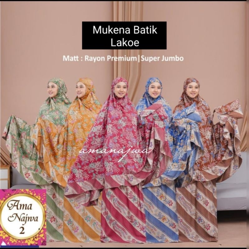 100% ORI Mukena Batik Lakoe Jumbo by Ama Najwa 2