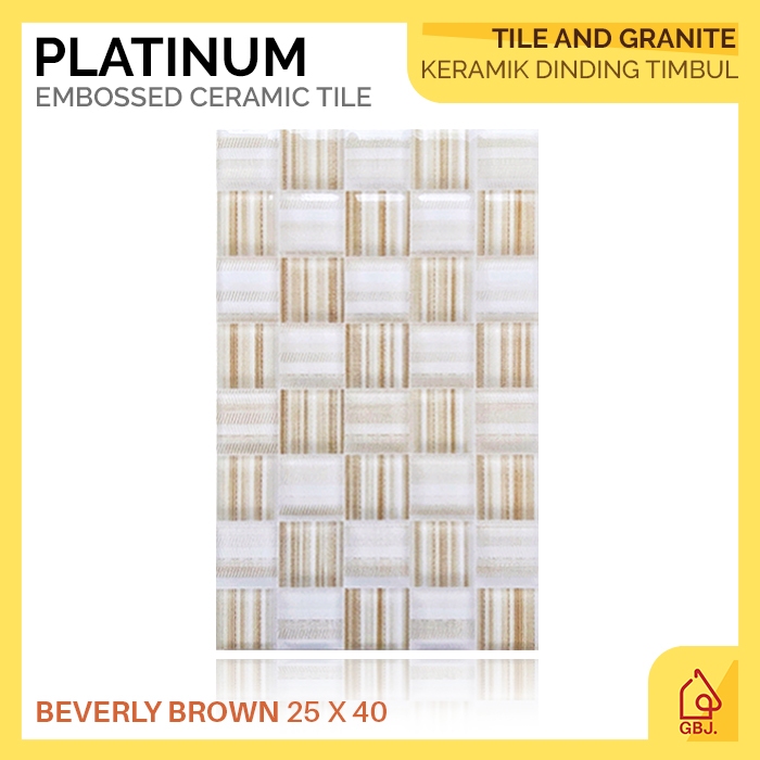 KERAMIK PLATINUM 25 X 40 BEVERLY BROWN / KERAMIK DINDING TIMBUL GLOSSY