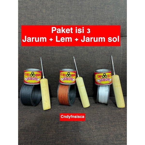 PAKET SOL ISI 3 / SOL SEPATU BENANG SOL SEPATU BENANG NILON / LEM SEPATU
