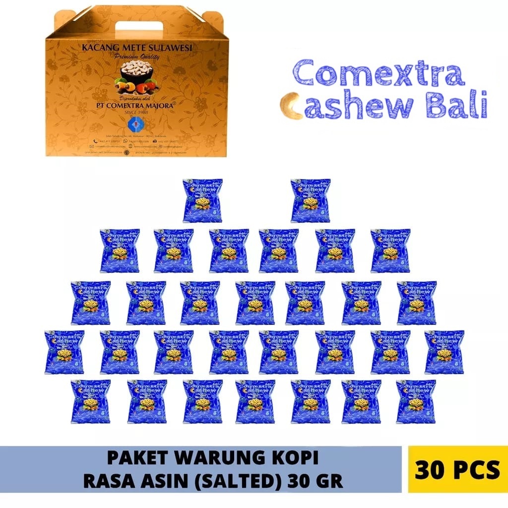 

Kacang Mede Comextra Cashew Goreng Asin / Salted 30 Gram - Mete Mente - Bundle (Bali)