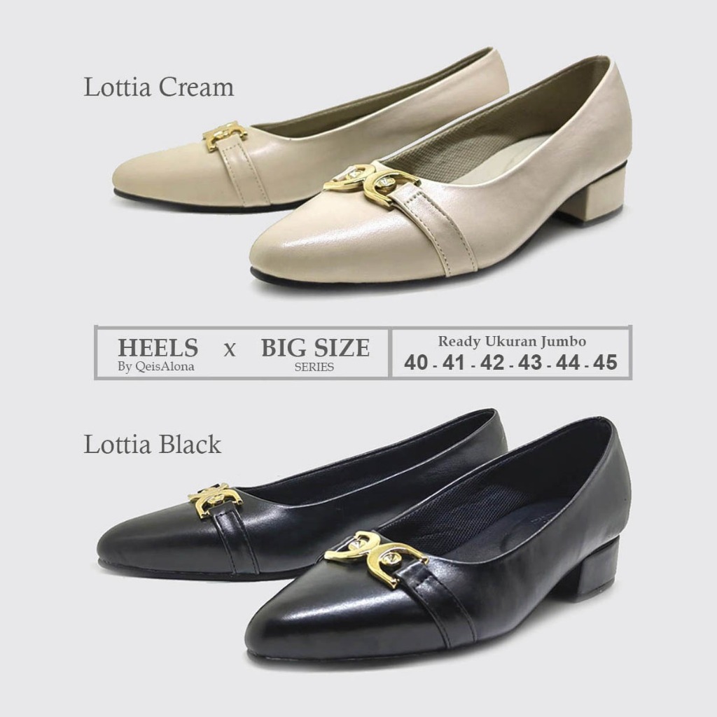 Ukuran 41 42 43 44 45 Jumbo Sepatu Pantofel Wanita Hak 3cm Rendah Sepatu Kantor Kerja Dinas Original