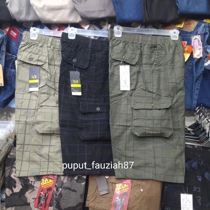 CELANA CARGO PRIA 7/8 BAHAN KATUN HALUS PINGGANG KARET IMPORT