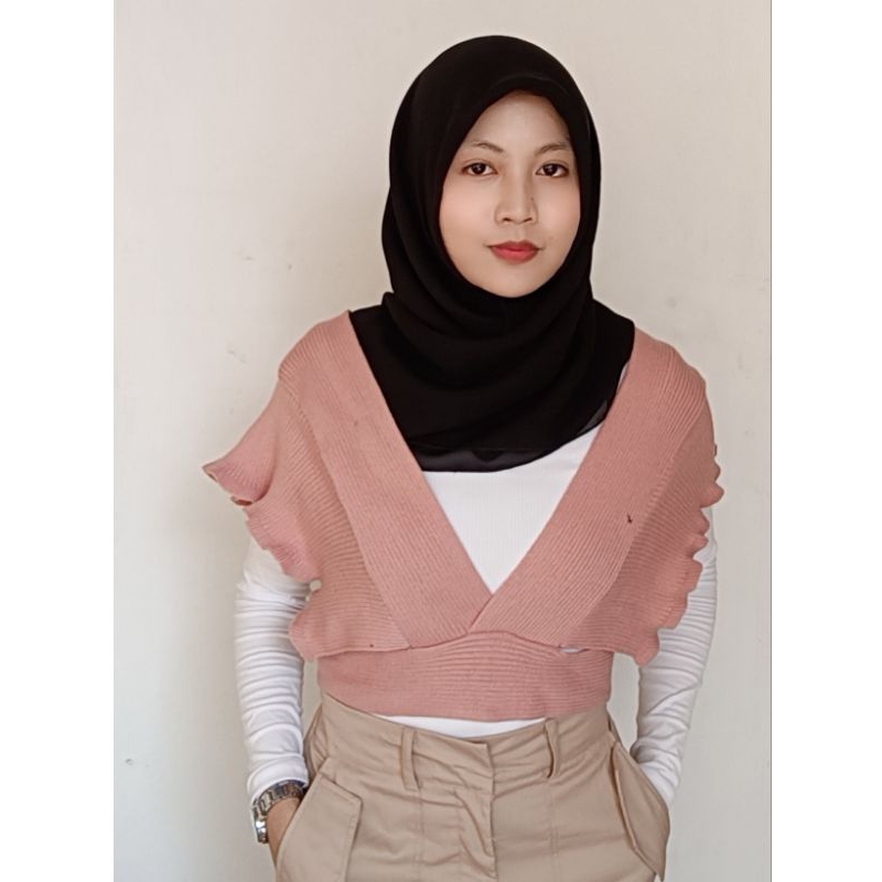 Atasan crop auter Rompi Rajut wanita/vest knit reffle pinay