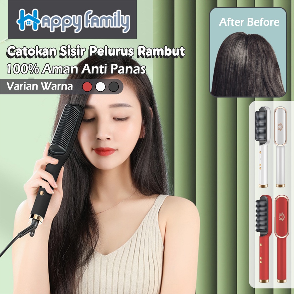 Happy Family Alat Catok Sisir Pelurus Rambut Hair Straightener Curler 2 in 1 New Hair Straightener