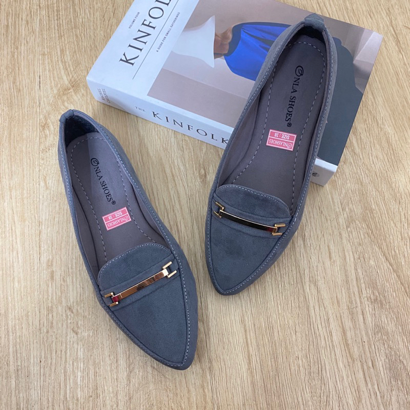 Ayoona LB11 - Sepatu Wanita Flat Shoes Suade Multicolor