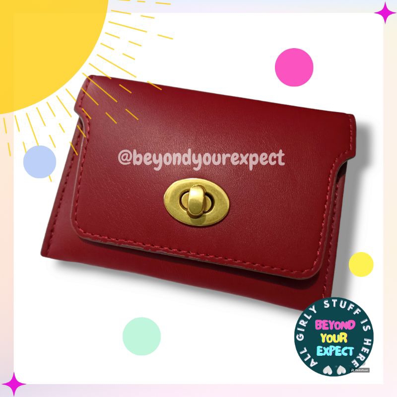 Dompet Kartu Slip Uang Lipat Mini Turnlock 3 Ruang (Taomicmic)