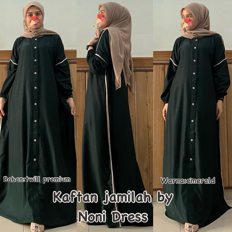 lok Daster Arab NONI JAMILAH Maxi Dress Gamis Hitam Kaftan Twill Premium BSize