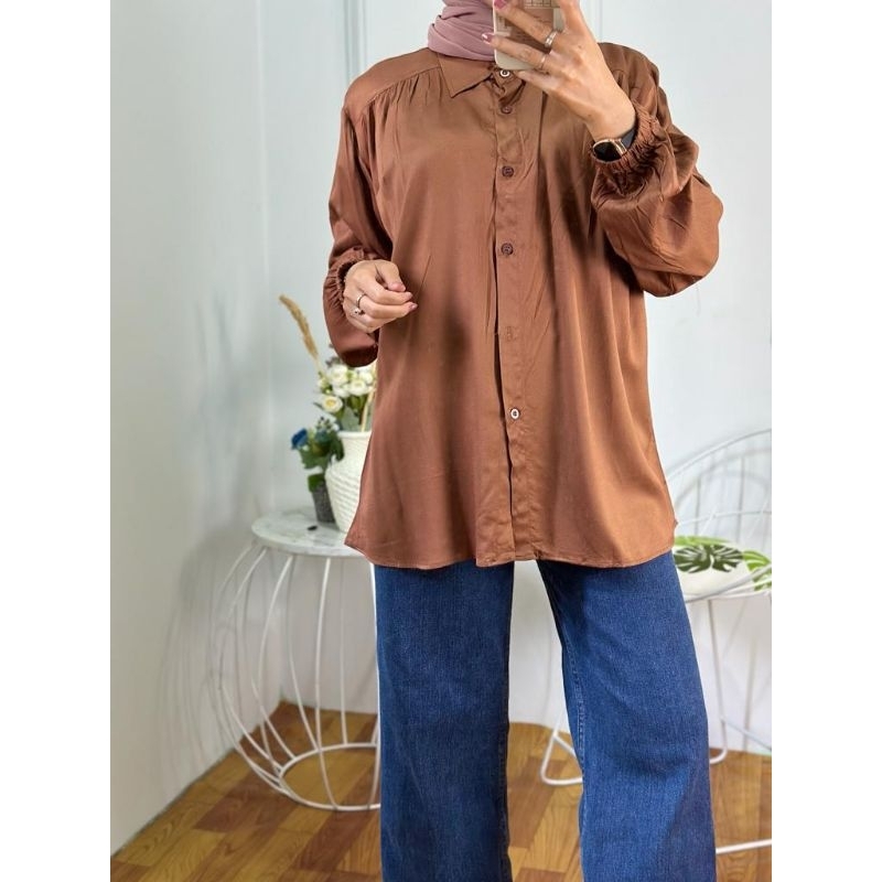 Kemeja Polos Wanita Katun Twill premium