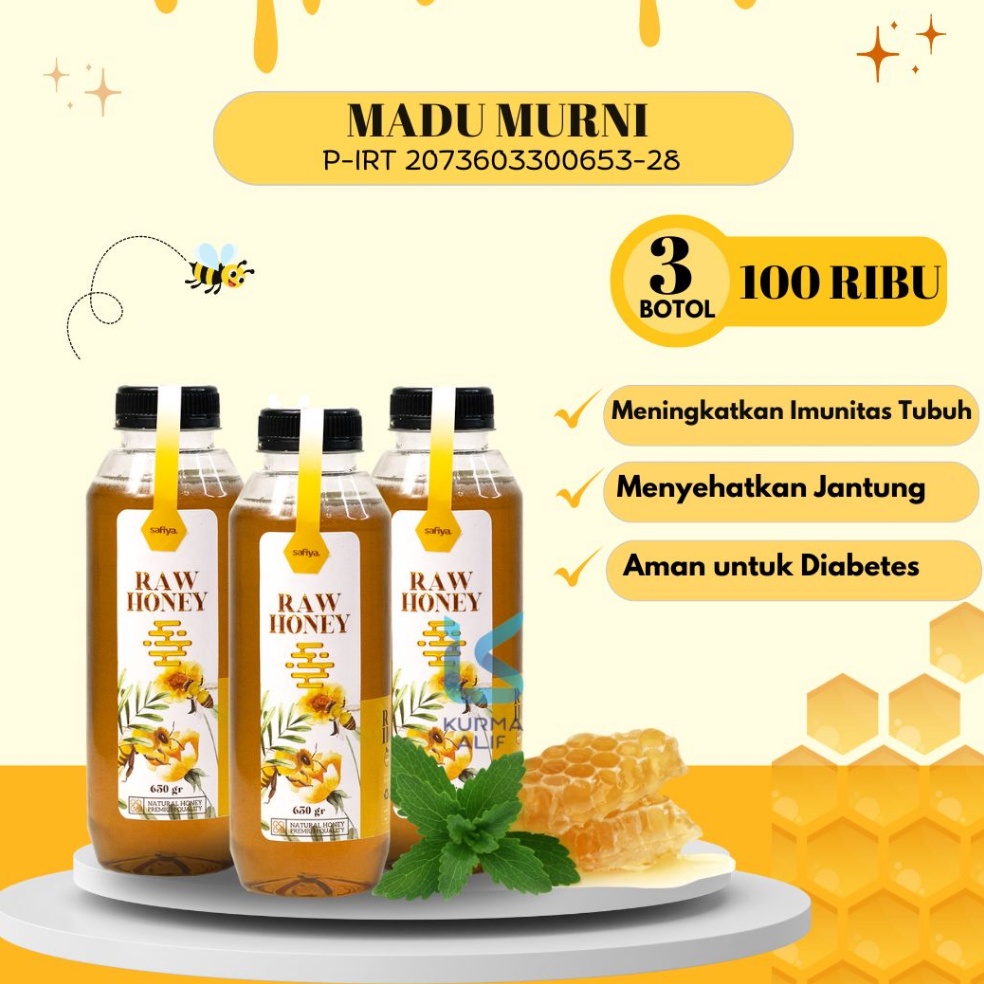 

[3 BOTOL] Madu Murni Asli Raw Honey Multiflora Sale ⌒